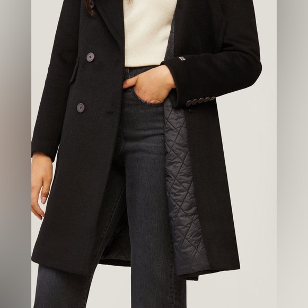 SOIA & KYO Evette Double Breasted Wool Blend Coat Black Size M NWOT - Picture 5 of 15